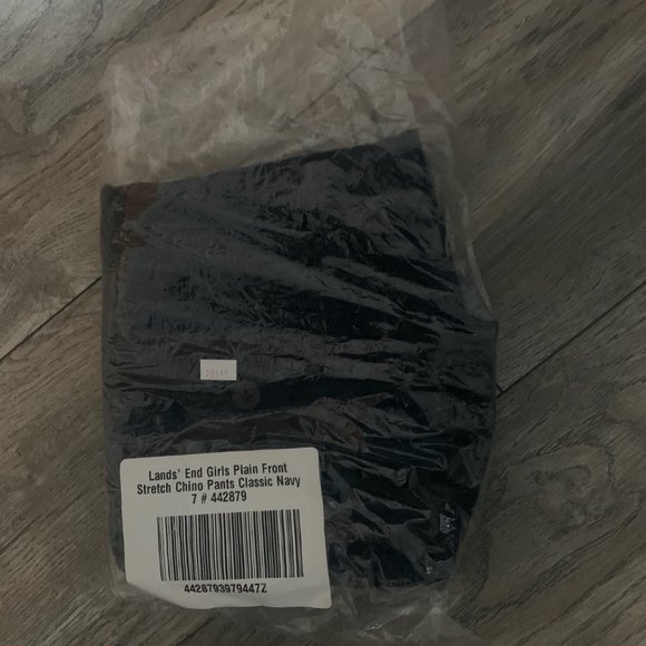 NWT LANDS' END GIRLS PLAIN FRONT STRETCH CHINO PANTS CLASSIC NAVY 7, 8, 14 - Picture 6 of 13